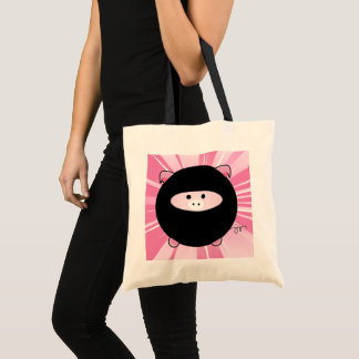 Bolso De Tela Cerdo Ninja en rosa