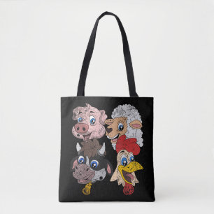 Bolso De Tela Cerdo Oveja Vaca Pollo Niños Pequeños Divertida Gr