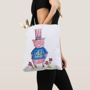 Bolso De Tela Cerdo Patriótico Cutáneo