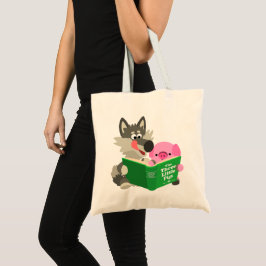 Bolso De Tela Cerdo Personalizado y lobo leyendo un libro de bol