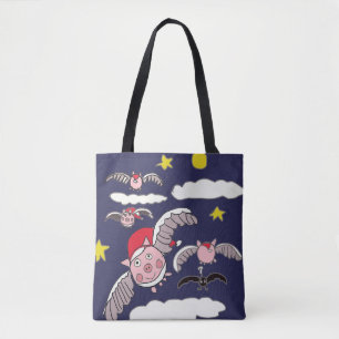 Bolso De Tela Cerdo volador Santa