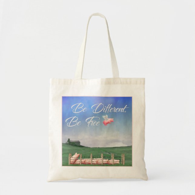 Bolso De Tela Cerdo volador ser diferente (Frente)