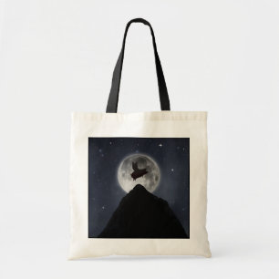 Bolso De Tela Cerdo volando a través de la luna llena