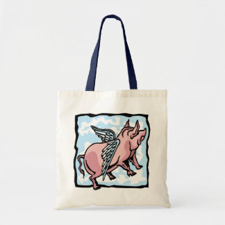 Bolso De Tela Cerdo volando en las nubes