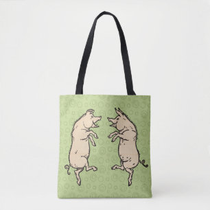 Bolso De Tela Cerdos de baile de antigüedades: Whimsical Vintage