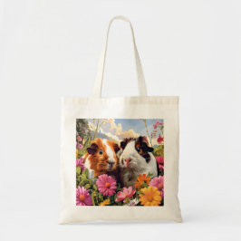 Bolso De Tela Cerdos de Guinea entre flores silvestres