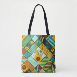 Bolso De Tela Cereales de patchwork, girasoles, motivos geométri