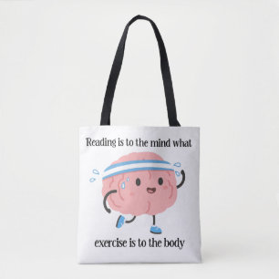 Bolso De Tela Cerebro Rosa Lindo Leyendo Ejercicio Amante del Li