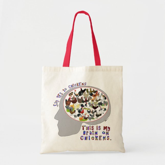 Bolso De Tela Cerebro sobre pollos (Frente)