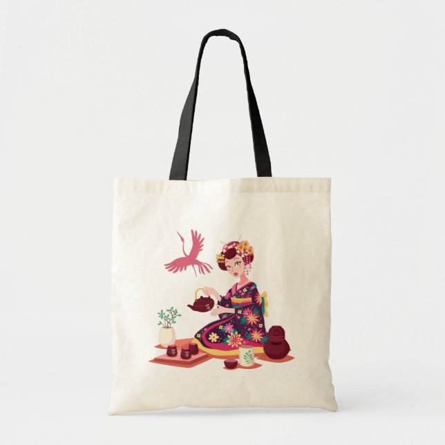 Bolso De Tela Ceremonia japonesa de té, Grúa (Frente)
