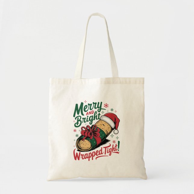 Bolso De Tela Cereza y brillantez: Un burrito de Navidades festi (Frente)