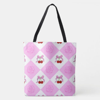 Bolso De Tela Cereza y rosa