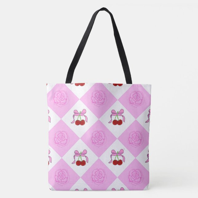 Bolso De Tela Cereza y rosa (Anverso)