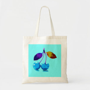 Bolso De Tela Cerezas azules brillantes