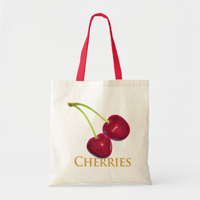 Bolso De Tela Cerezas con los troncos (Frente)