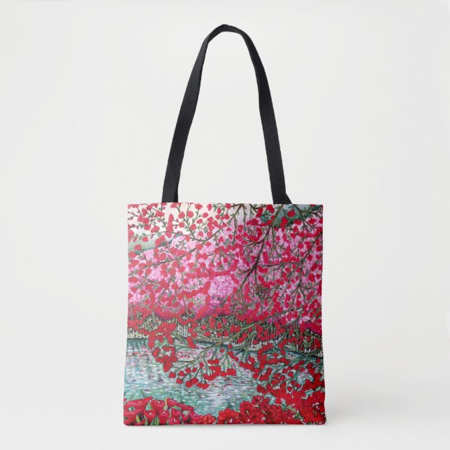 Bolso De Tela Cerezas de primavera. (Anverso)