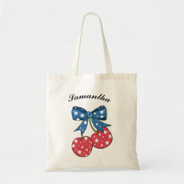 Bolso De Tela cerezas patrióticas azules rojas con monograma de 