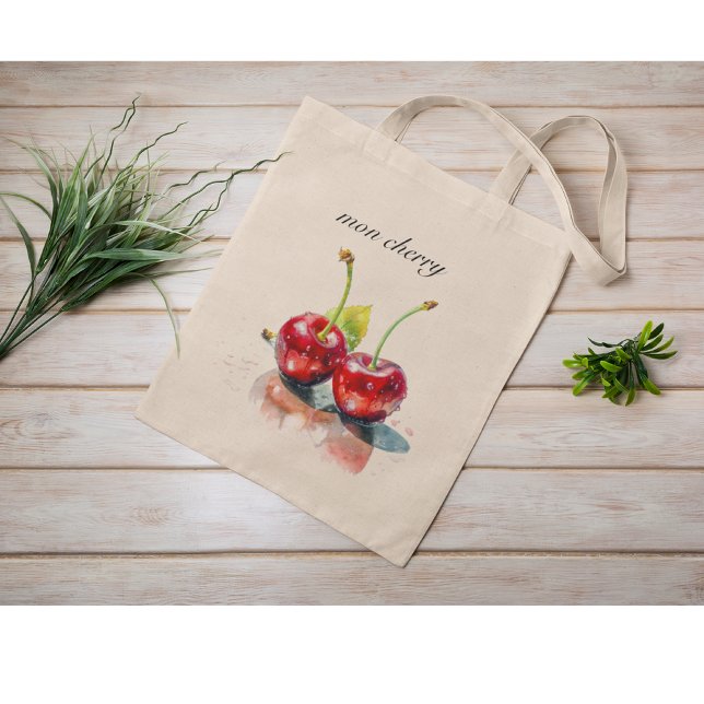 Bolso De Tela Cerezas queridas en acuarela, personalizado (Subido por el creador)