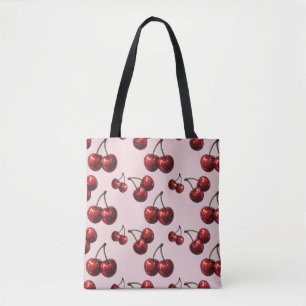 Bolso De Tela Cerezas Rojas Brillantes Glamour Retro Rosa