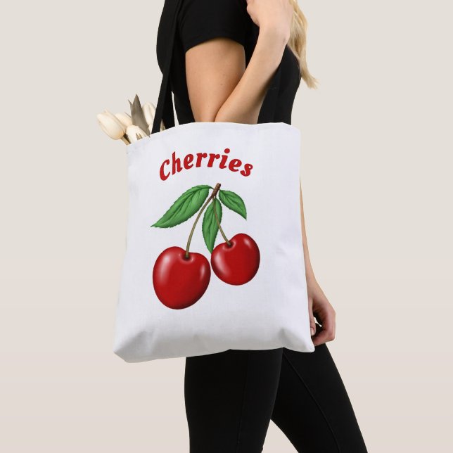 Bolso De Tela Cerezas Rojas Diseño Personalizado (Detalle)