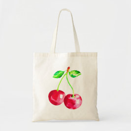Bolso De Tela Cerezo, cerezas rojas
