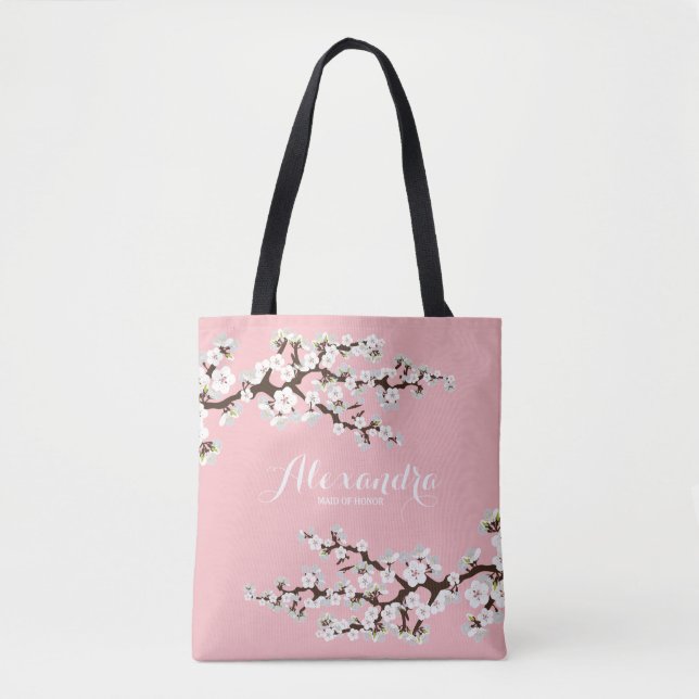 Bolso De Tela Cerezos en flor Tote de la fiesta de boda Sakura ( (Anverso)