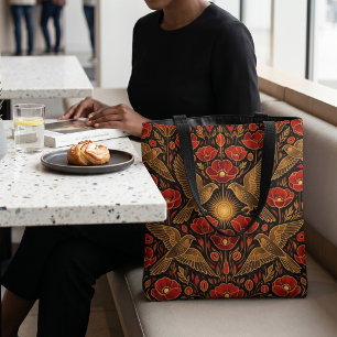 Bolso De Tela Cernícalos y amapolas Art Deco Personalizado aud