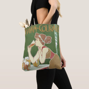 Bolso De Tela Cerveza Brasserie Fraikin-Courard Art Nouveau Vint