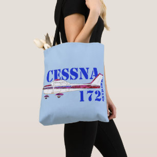 Bolso De Tela Cessna 172 Ilustracion Skyhawk Diseño de texto neg