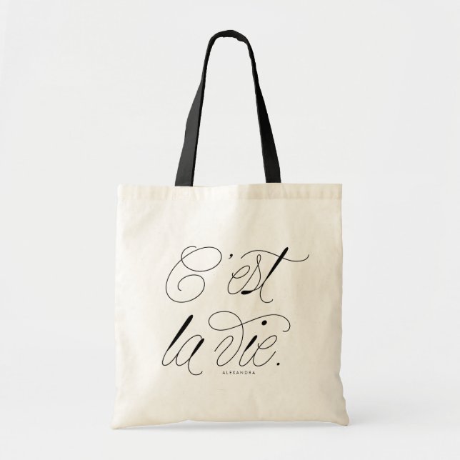 Bolso De Tela C'est La Vie Quote Chic Typography (Frente)