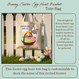 Bolso De Tela Cesta de caza de huevos de pascua de conejo