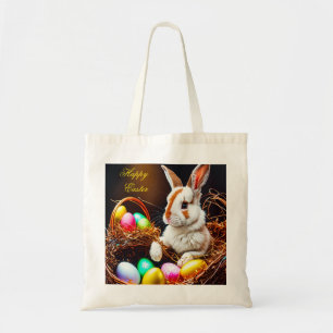 Bolso De Tela Cesta de conejo y huevos de Pascua