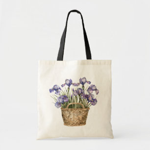 Bolso De Tela Cesta de flores de lirio púrpura
