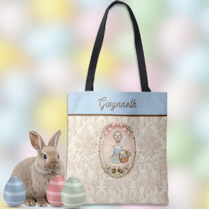 Bolso De Tela Cesta de Huevos de Pascua Pastel Vintage Ganso Mon