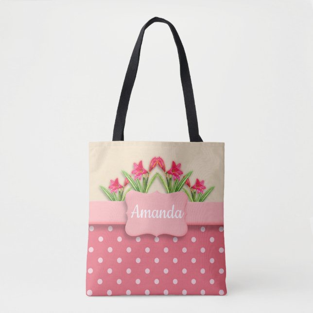 Bolso De Tela Cesta de Lilies Personalizado (Anverso)