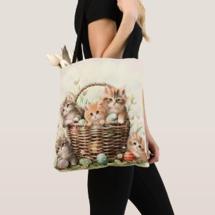 Bolso De Tela Cesta de Pascua de Primavera Kitten