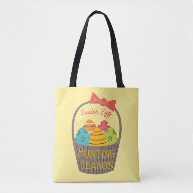 Bolso De Tela Cesta de temporada de caza de huevos de Pascua con (Anverso)