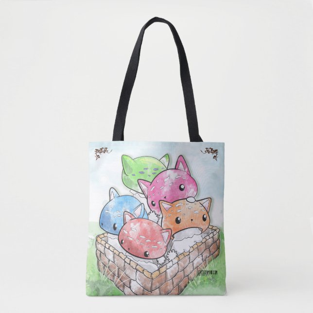 Bolso De Tela Cesta linda de Kawaii de la seta del gatito del (Anverso)