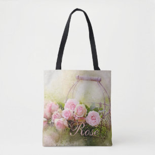 Bolso De Tela Cesta rosa rosa