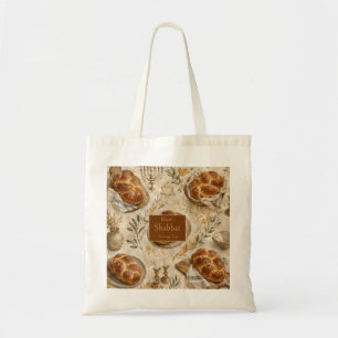 Bolso De Tela Challah Botánico, Beige Dorado, Shabbat Rústico
