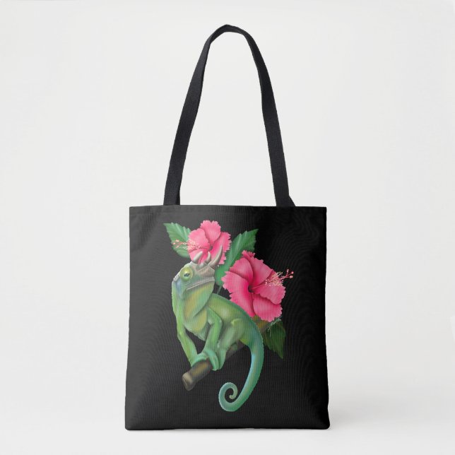 Bolso De Tela Chameleon de Jackson con Hibiscus (Anverso)