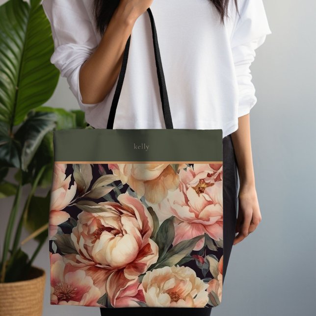 Bolso De Tela Champagne Floral (Personalized Champagne Floral Tote)