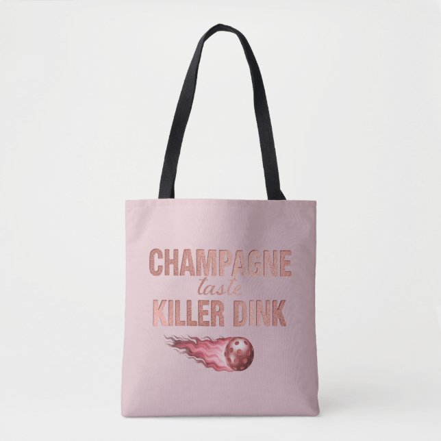 Bolso De Tela Champagne Taste Killer Dink - Rose Gold Pickleball (Anverso)