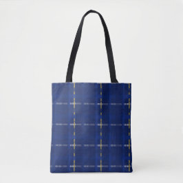 Bolso De Tela chapado en azul sobre azul, oro y plata