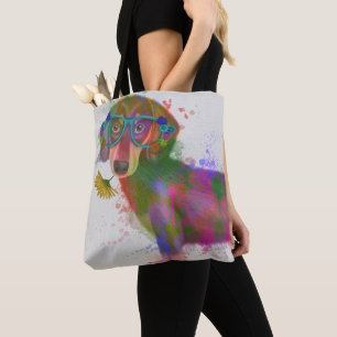 Bolso De Tela Chapoteo del Dachshund y del arco iris de los