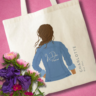 Bolso De Tela Chaqueta de Denim Destigada Mano Pelo Marrón Yo Sí