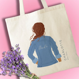 Bolso De Tela Chaqueta de mezclilla dibujada a mano Novia de pel