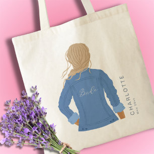 Bolso De Tela Chaqueta de mezclilla dibujada a mano Novia de pel