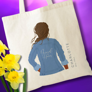 Bolso De Tela Chaqueta vaquera divertida cabello oscuro y doncel
