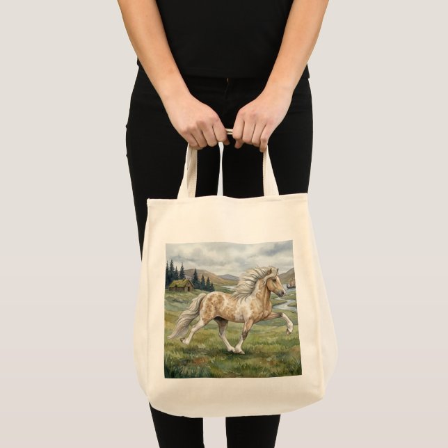 Bolso De Tela Charismatic Pinto Icelandic Mare watercolor (Anverso (producto))